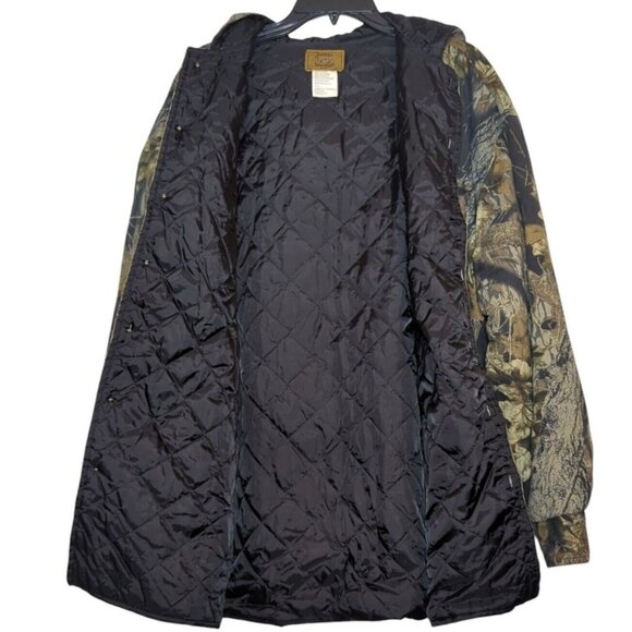 VTG Duxback Camo Jacket Mens L Streetwear Buttons Pockets Hood Hunting Gorpcore - Picture 8 of 11